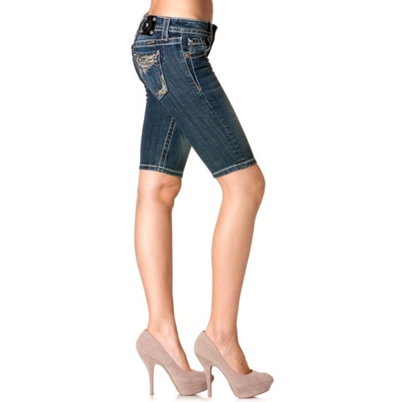 Miss Me embellished Bermuda Jeans Shorts JP5724M2 - Picture 1 of 10